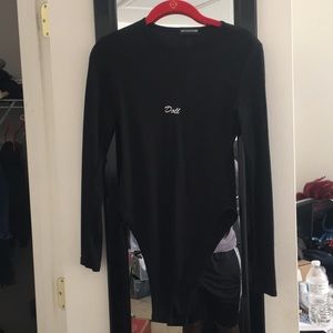 Long sleeve ribbed doll high rise body suit